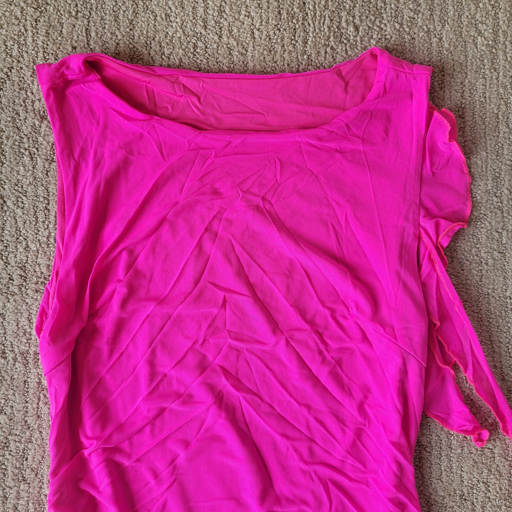 Women’s Sleeveless Ruffle Mini Bodycon Dress – Hot Pink – Size XL – NWOT - Picture 3 of 13